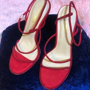 Fashion Nova HEELS Red Rhinestone Sz 10